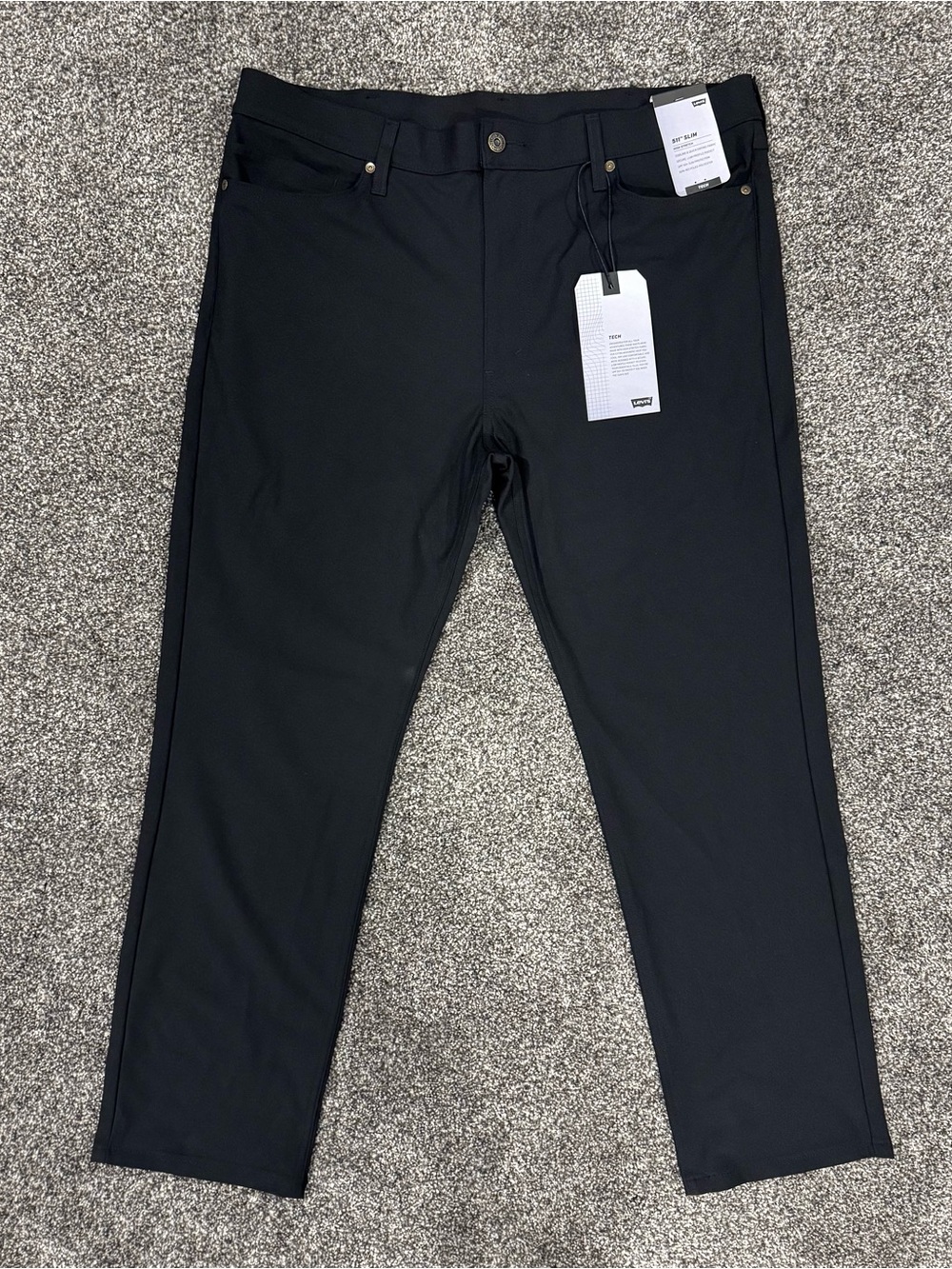 Levis 511 Slim Tech Pants Mens 38x30 Black UPF 50 Quick Dry Cooling Stretch Knit